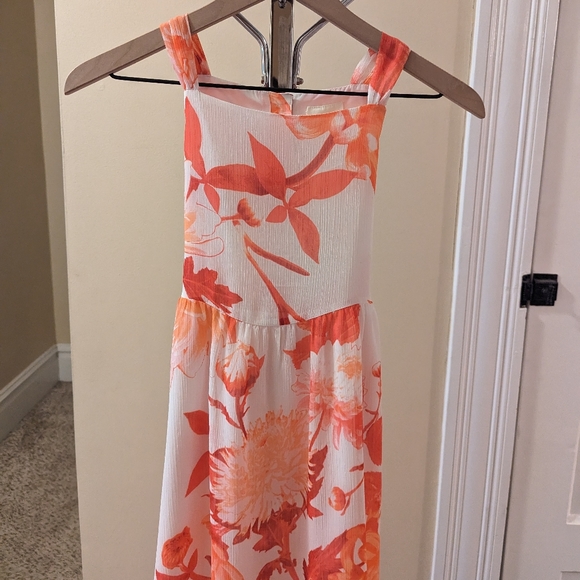 Crazy 8 white with orange floral print maxi dress size 10 - Picture 3 of 8